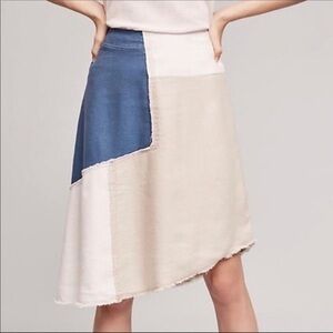 Anthropologie Holding Horses Patchwork Raw Hem Skirt